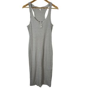 Flawless Black White Striped Midi Dress Racerback Tank Casual Summer Women's L‎